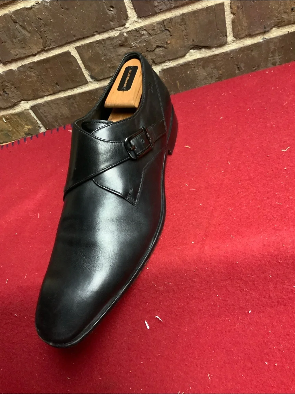 Men's Black Leather Single Monk Strap Dress Shoe
